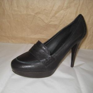 J Crew Biella Penny Loafer Taupe Leather High Heel